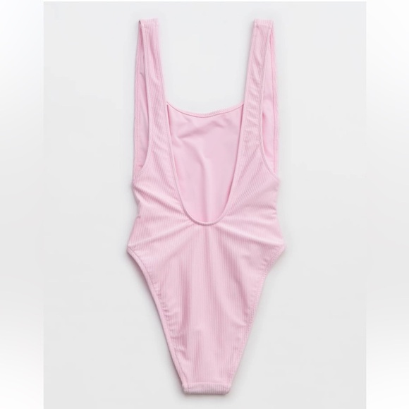Aerie Shine Rib Birthday Scoop Cheekiest One Piece Swimsuit XXL pink soft girl - Picture 7 of 8